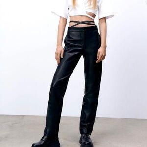 Zara genuine leather pants